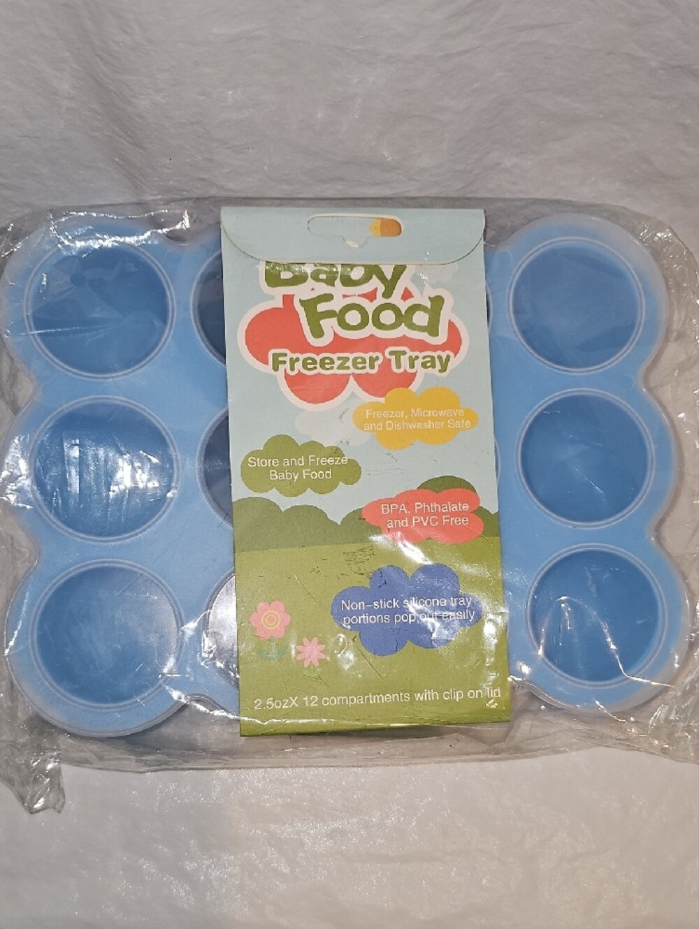 Baby Food Freezer Tray - Blue, Non-Stick Silicone, BPA Free, Store-Freeze Food